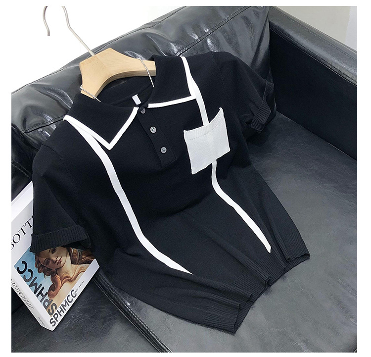 Herretøj Sommer Tynd Strikket Kortærmet Herrepoloshirt Med Revers Issilke T-shirt Ungdom Halværmet Sweater Herre Slim Fit_voghion.com