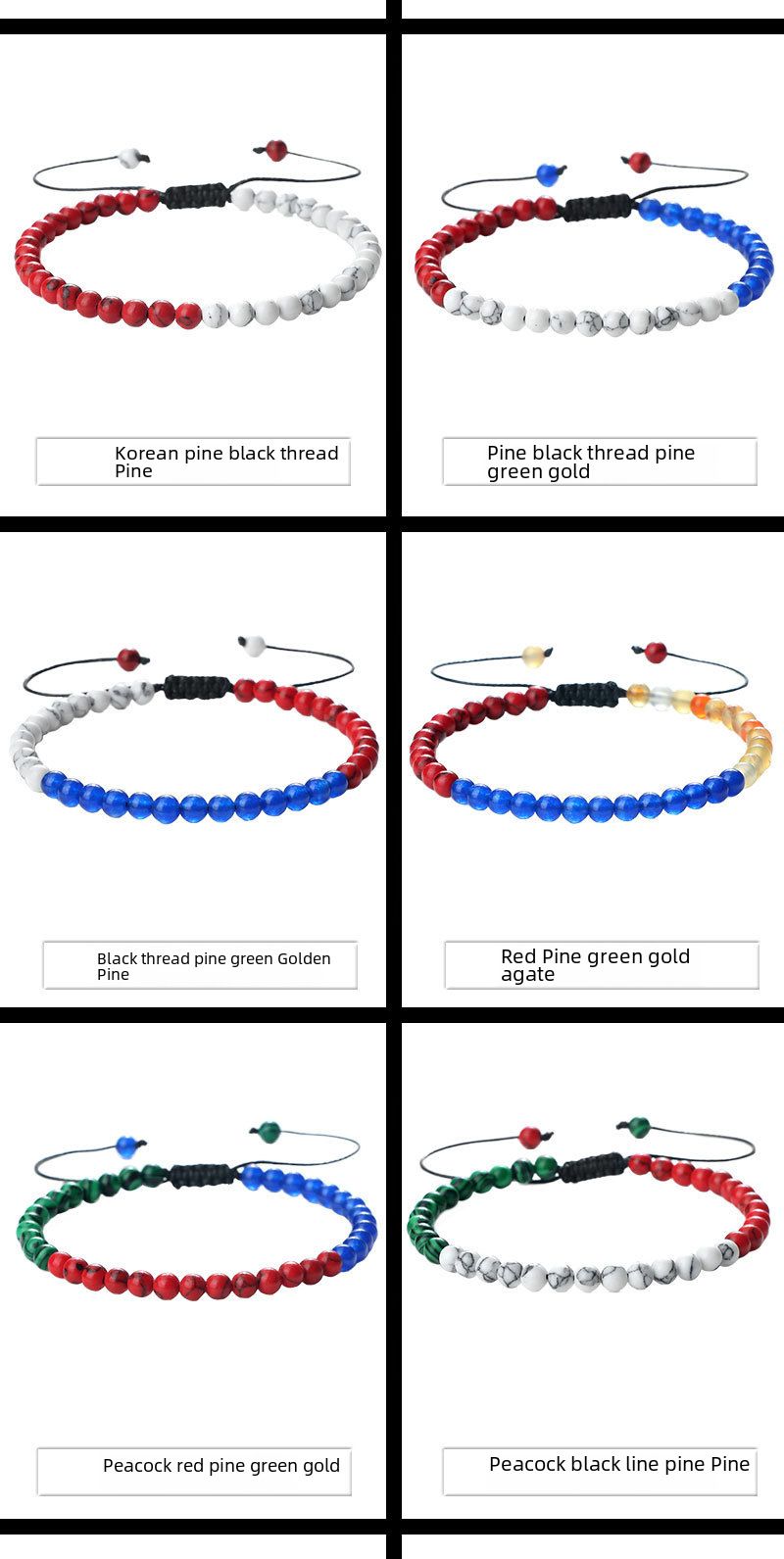 Unisex Smykker Mode Rød Grøn Hvid Sort Sød Perlearmbånd Turkis Perler Flettet Håndreb På Lager_voghion.com