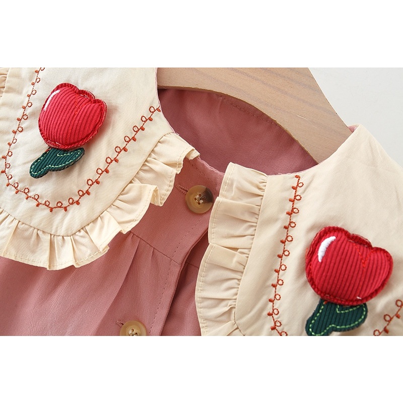 Baby Girl Windbreaker Flower Ruffled Doll Collar Coat Trendy Children's Clothing_voghion.com