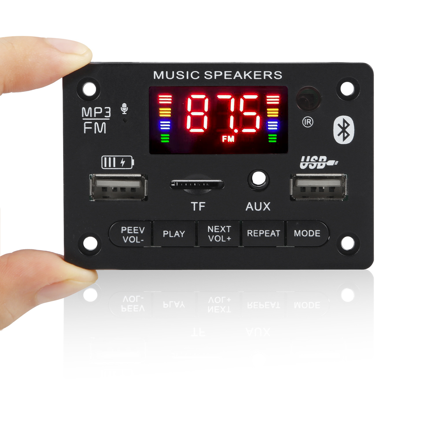 mp3 bluetooth  WMA WAV Decoder Board 12V Wireless Audio Module Color screen AUX  USB  TF FM Auto Accessories Audio Modification_voghion.com