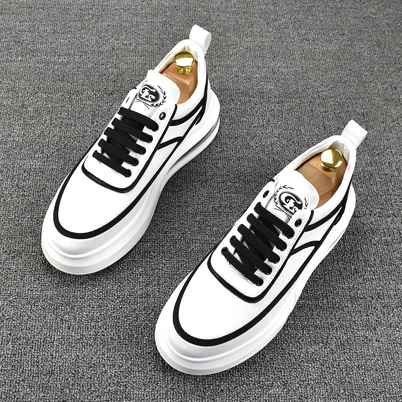 New Spring and Autumn Versatile Breathable Board Thick Sole Trendy Korean Low Top Men's Small White Shoes Increase in_voghion.com