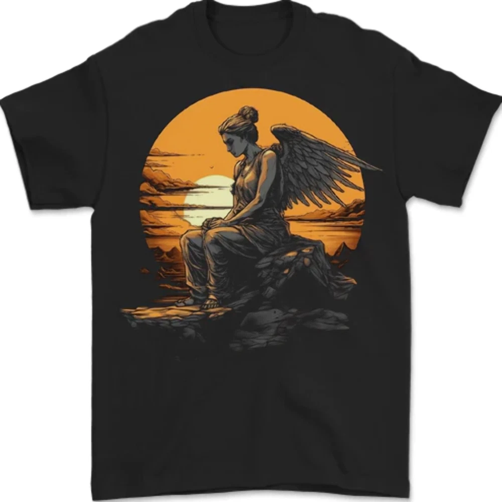 T-shirt da uomo fallen angel sunset fantasy in cotone_voghion.com