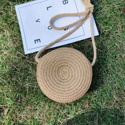 Moda Donna Ragazza Rotonda Borsa da spiaggia estiva Borsa a tracolla intrecciata in rattan Borsa a mano Accessori in maglia C241210_voghion.com