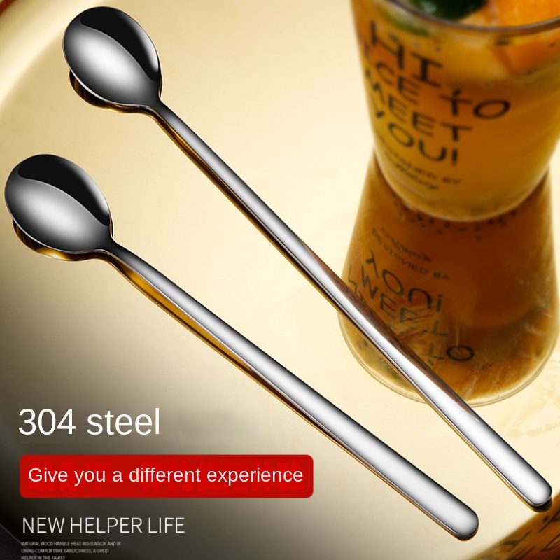 Cucchiai in acciaio inossidabile 304 Cucchiai per gelato Cucchiai da caffè con manico lungo Cucchiai per mescolare Utensili da cucina_voghion.com