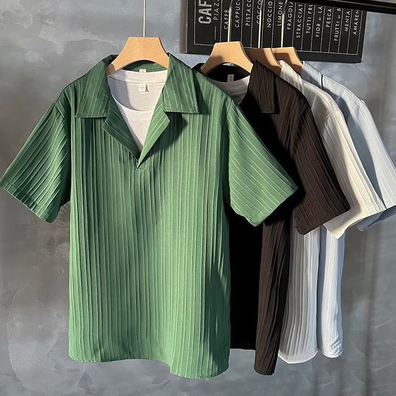 Men’s Clothing Summer Casual Short Sleeved Shirt With Ice Silk