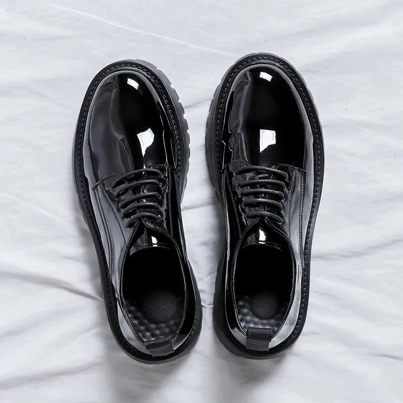 Chaussures en cuir à semelle haute pour homme, style décontracté, style japonais, Haruku, style coréen, streetwear, mode, affaires, mariage, 240614_voghion.com