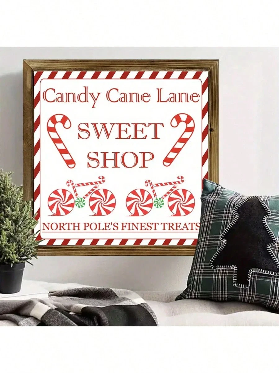 Christmas Candy-Red&White Holiday Decor - Wooden Plaque - For Home, Kitchen Or Christmas Gift, Holiday Kitchen Decor, Christmas Decorations Room Decor_voghion.com