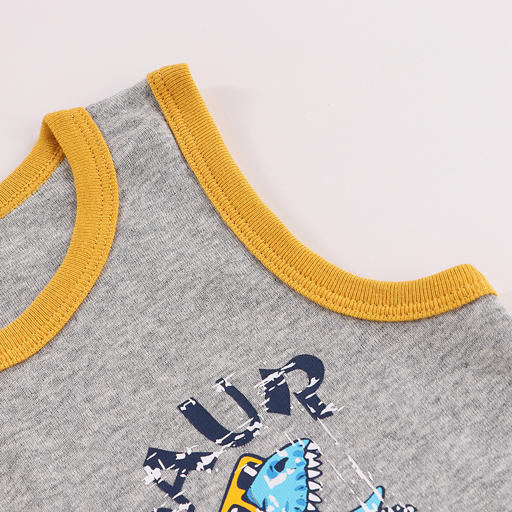 Mother&Kids Children's vest pure cotton summer pure cotton breathable cartoon dinosaur print baby girls wear cotton boys small vest_voghion.com