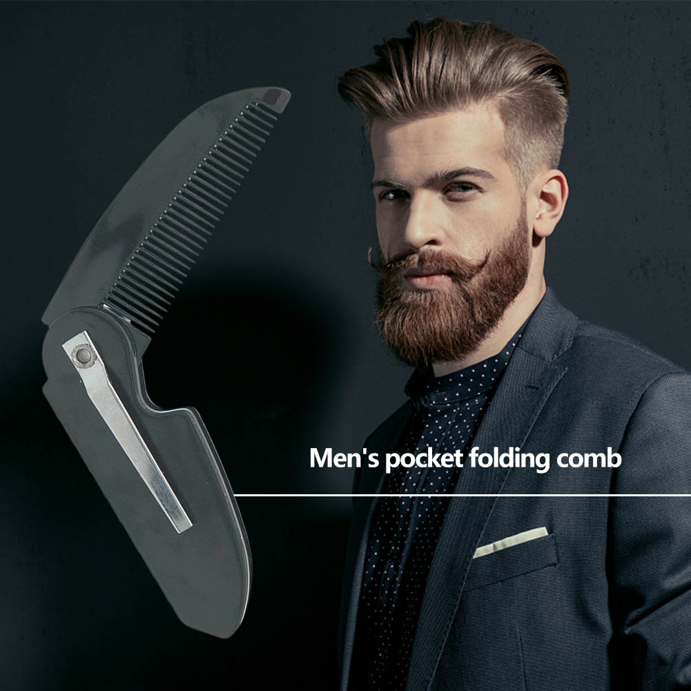 1PC Man Woman Folding Portable Pocket Clip Beard Moustache Convenient Hair Moustache Styling Beard Comb_voghion.com