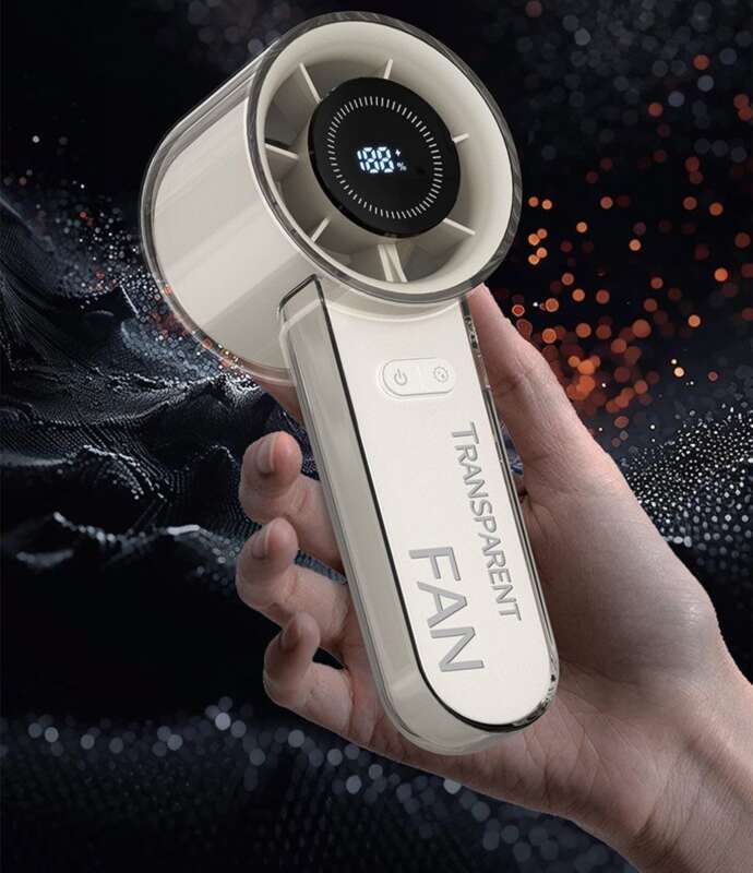 Kézi integrált intelligens digitális kijelzős ventilátor, kültéri hordozható, nagy sebességű kis szélágyú, mini USB töltés,_voghion.com