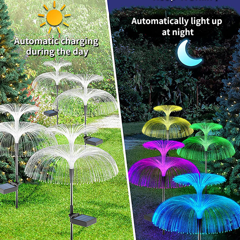 1 pz LED luci solari da giardino luci esterne impermeabili per cortile 7 colori fibra ottica medusa luce per vialetto/prato_voghion.com