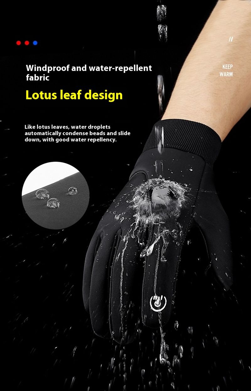 Outdoor sports autumn winter anti slip warm men's women's plush touch screen skiing and cycg windproof gloves_voghion.com