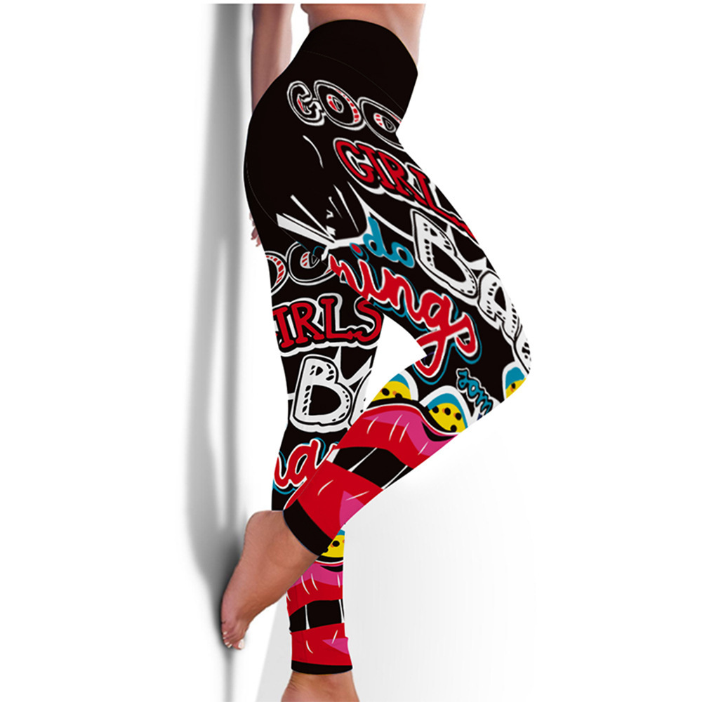 Damen-Fitness-Leggings, hochelastisch, schweißabsorbierend, digital bedruckt, GIRLS-Leggings, hohe Taille, schlanke Yogahosen-Leggings_voghion.com