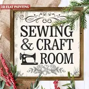 Rustic Sewing Room Wooden Sign - 8x8" Charming Craft Decor. Perfect Handmade Gift For Creative Spaces._voghion.com