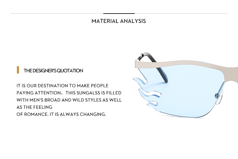 Nowe okulary przeciwsłoneczne z półramką w kształcie płomienia, spersonalizowane, modne okulary przeciwsłoneczne_voghion.com