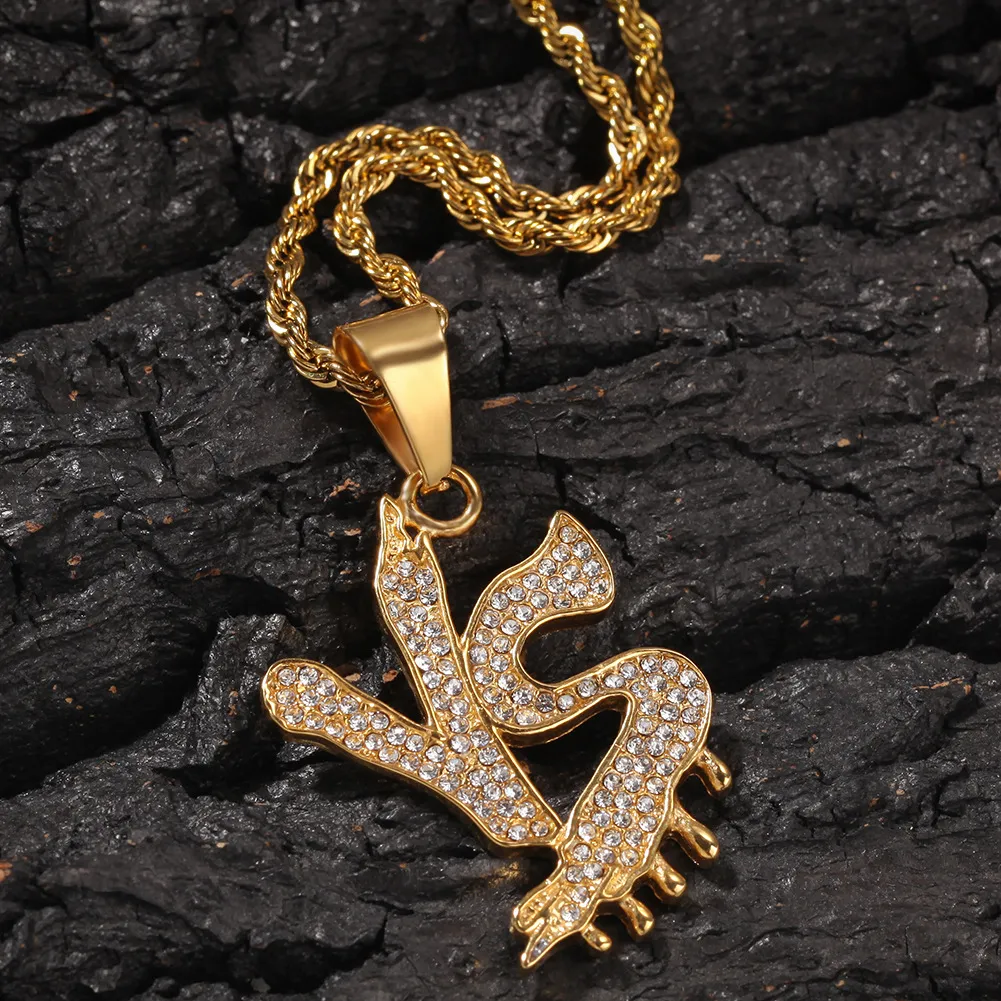 Personalisierte Gold Iced Out Herren VS Initialen Pedant Kubanische Kette Halskette Voller Diamant Hip Hop Schmuck Geschenke für_voghion.com