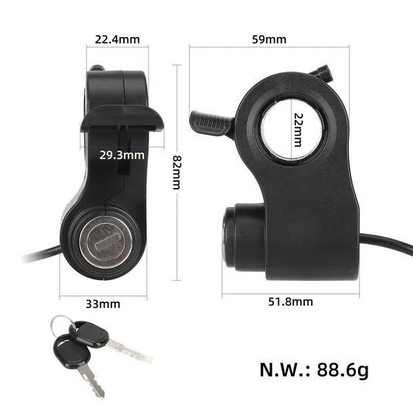 Blocco di accensione per monopattino elettrico Kukirin, G2, Pro, Max, con interruttore dell'acceleratore integrato a 5 pin e chiave._voghion.com