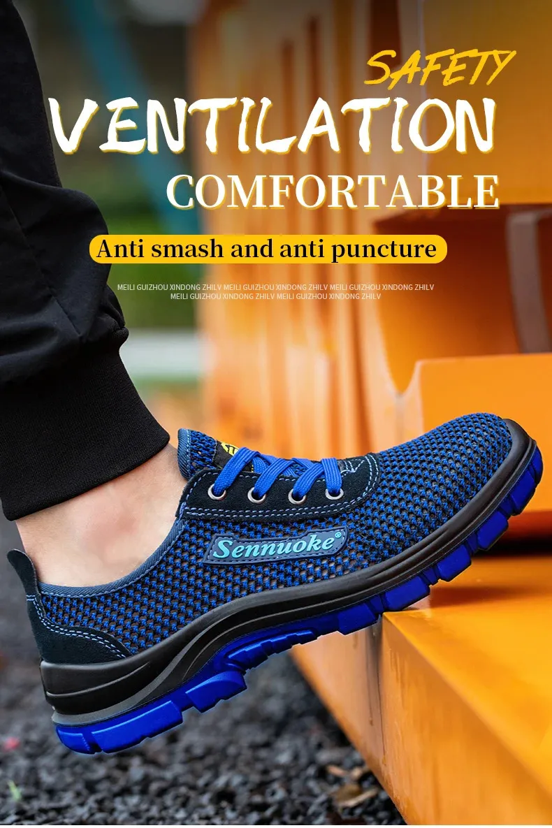 Chaussures pour hommes avec embouts en acier légers, adaptées aux travailleurs, sans besoin de transport, sécurité industrielle, tennis_voghion.com