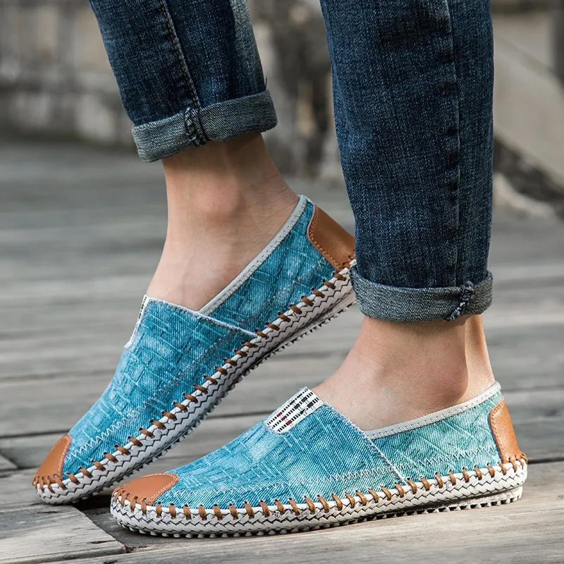 Canvas Men Fisherman Brand Designer Fashion Espadrilles Flats Breathable Mens Denim Shoes Casual Plimsolls_voghion.com