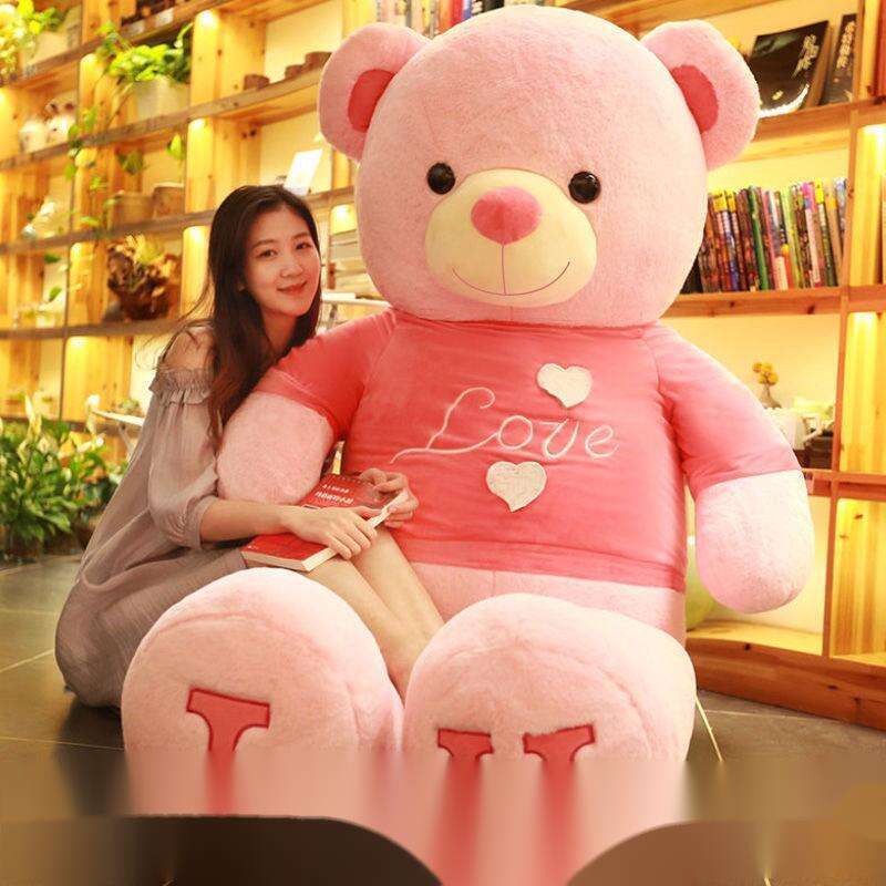 Brinquedo de pelúcia, grande e fofo urso dormindo com abraço, presente de aniversário para meninas_voghion.com