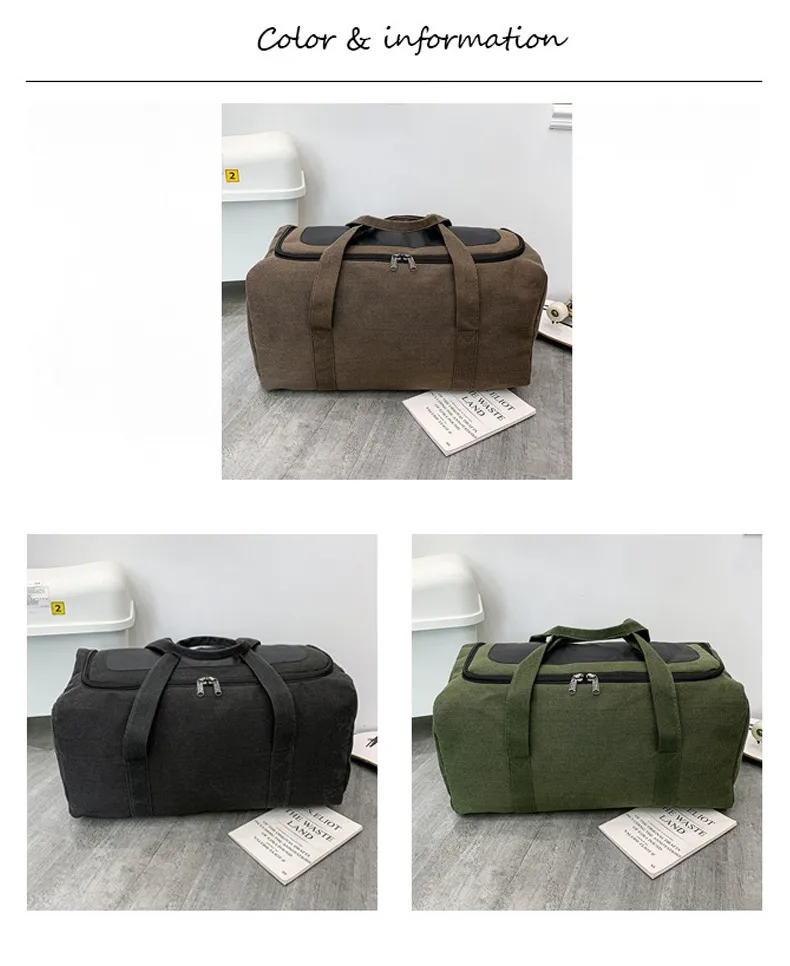 Canvas Travel Bag Durable Handbag Large Capacity Outdoor Sports Storage Lage Backpack Sac De Voyage_voghion.com