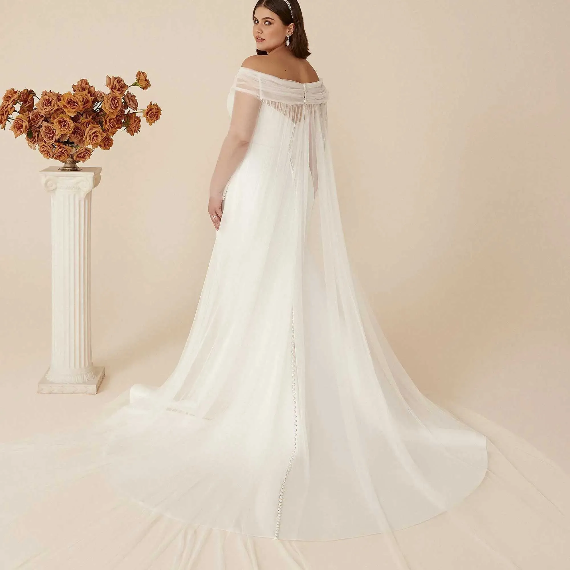 Haarsieraden VG87 Kathedraal Bruids Cape Sluier Bolero Jas Dames Plus Size Sjaal Bruid Accessoires Bruiloft Jas_voghion.com