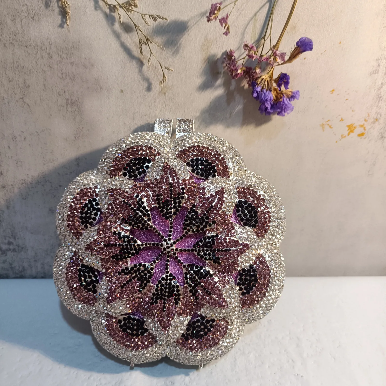 Multicolored Women Stones wer Clutch Purse Evening Bags Wedding Handbag Party Bridal Rhies Handbags Dia Minaudiere_voghion.com