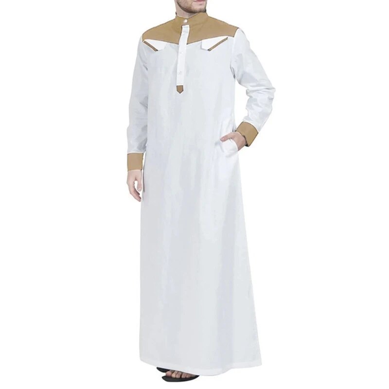 2023 Robe masculino muçulmano combinando com cores patchwork robe masculino vestido muçulmano combinando com cores_voghion.com