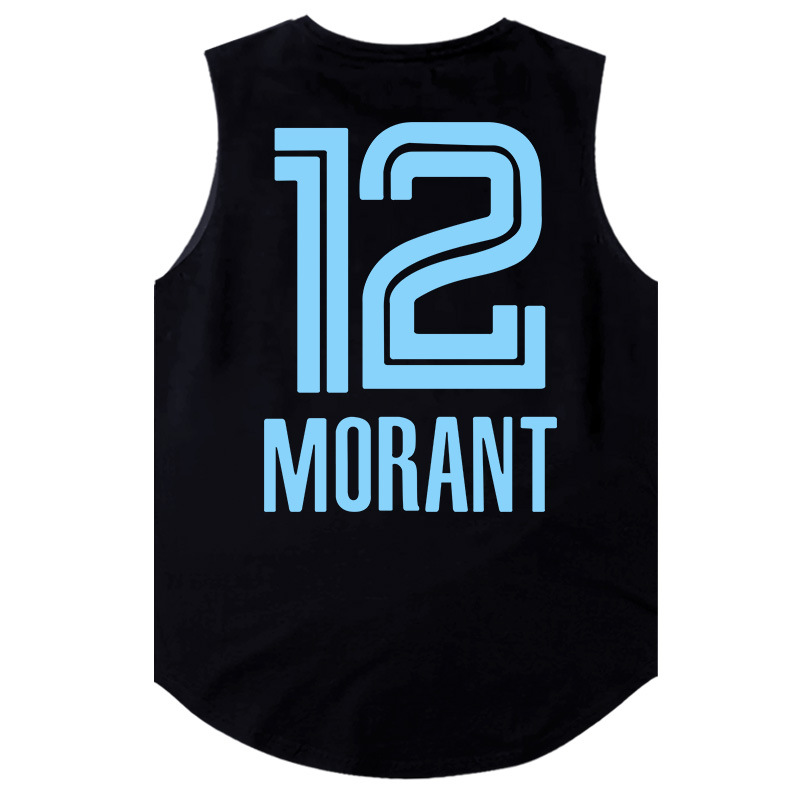 Grizzlies Morant 12 Quick Dried Tank With Curved Top For Men's And Women's Summer Basketball Sports Digital Jersey_voghion.com