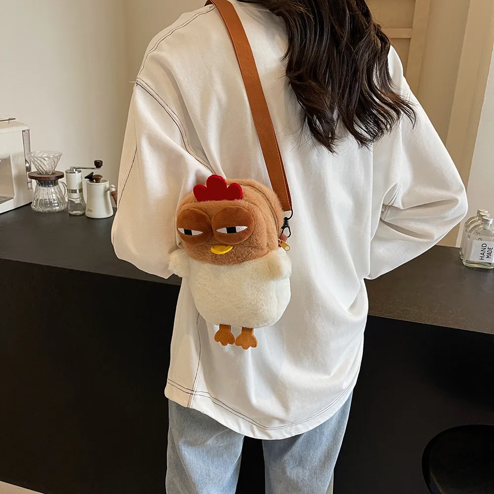 Borsa a tracolla da donna in peluche con tracolla regolabile, stile cartone animato, per viaggi e feste_voghion.com