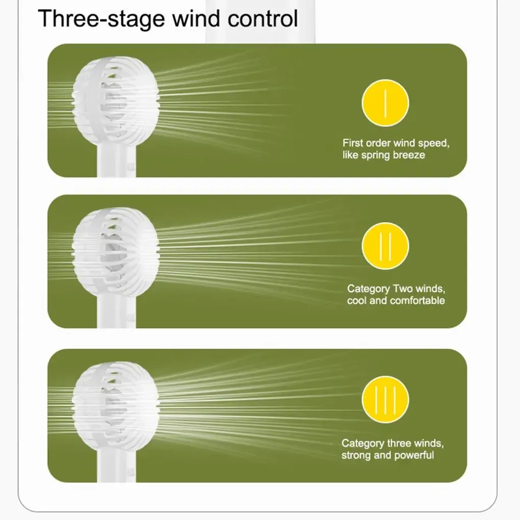 EcoCool Mini Handheld Fan - 3 Speed USB Indoor/Outdoor Base_voghion.com