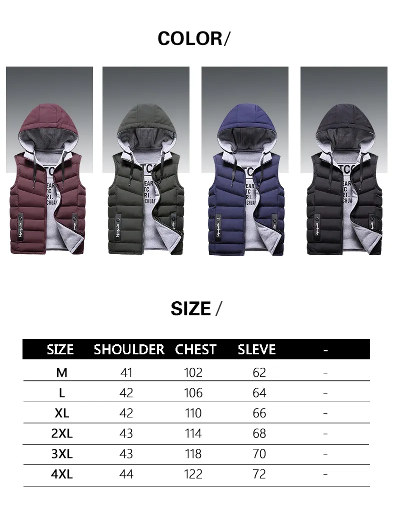 Herrenwesten Marke Weste Winter Ärmellose Jacken Daunen Männer Mit Kapuze Warm 2023 Casual Outwear Hut Abnehmbare Außenseite_voghion.com