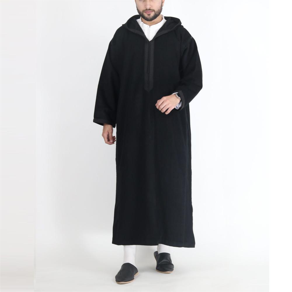 Vêtements pour hommes Style arabe Longue chemise à capuche pour hommes Robe musulmane