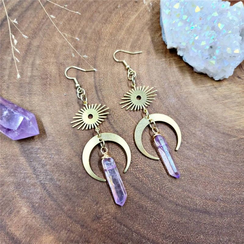 Ohrringe Lila Kristall Mond Ohrringe_voghion.com