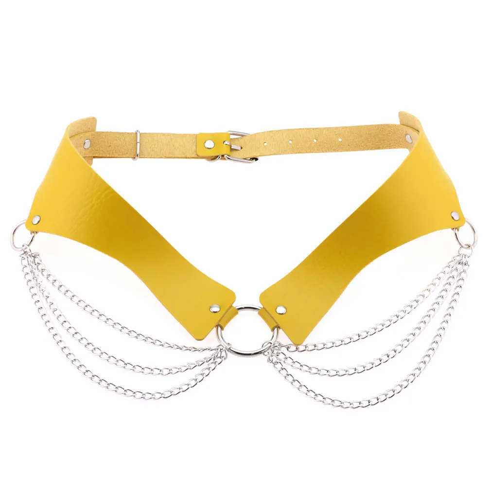 Cinto de corrente em pele pu para mulher estilo gótico punk_voghion.com