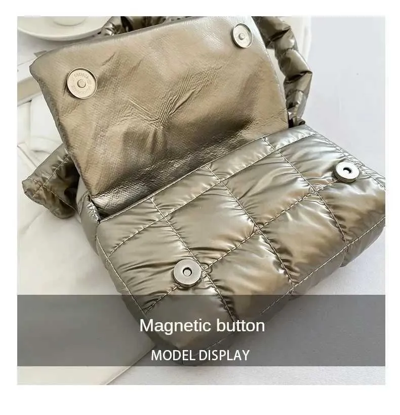 Moda trapuntata invernale leggera calda imbottita in cotone scozzese a tracolla da donna sotto le ascelle borse gonfie borse a mano C241211_voghion.com