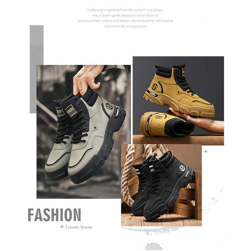 High Top Martin Efterår 2024 Nye Arbejdssko Herrer Koreansk Version Alsidig Britisk Stil Tykke Såler Korte Støvler_voghion.com