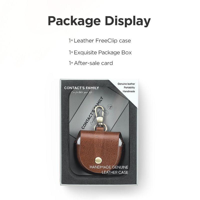 Étui Bluetooth en cuir de vache Freeclip pour Huawei, étui pour écouteurs à crochet à rabat en cuir crème d'arbre_voghion.com