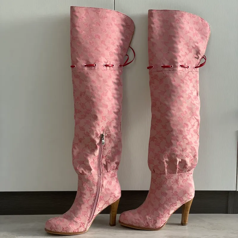 Designer Women Over The Knee Boots Winter Ankle Adjustable Straps Canvas Zipper Laces Original Shoes Ladies Girls Sexy_voghion.com