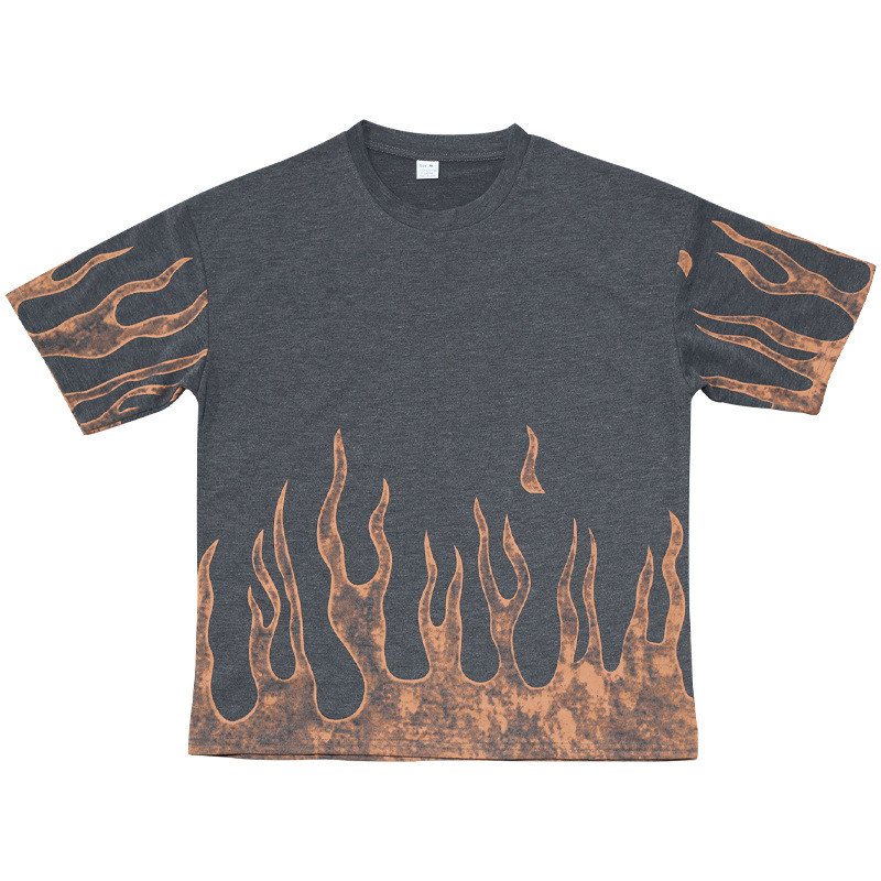 Nowy letni męski zestaw spodenek sportowych z krótkim rękawem z nadrukiem Flame Series_voghion.com