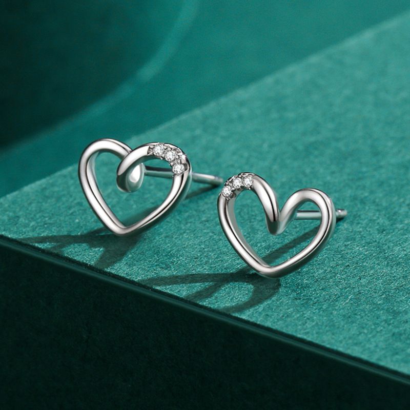 Orecchini a lobo a cuore in argento sterling gioielli donna_voghion.com