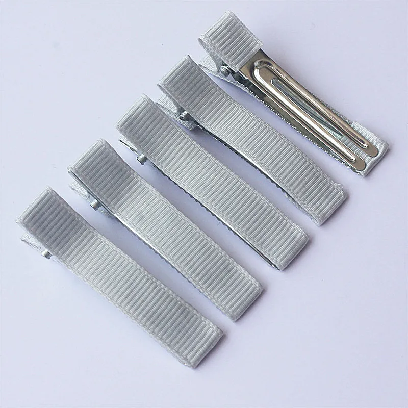 300pcs 5cm Grosgrain Ribbon Lined Alligator Hairpins for Princess Girls Ponytail Clips Children Metal Hair Barrettes_voghion.com