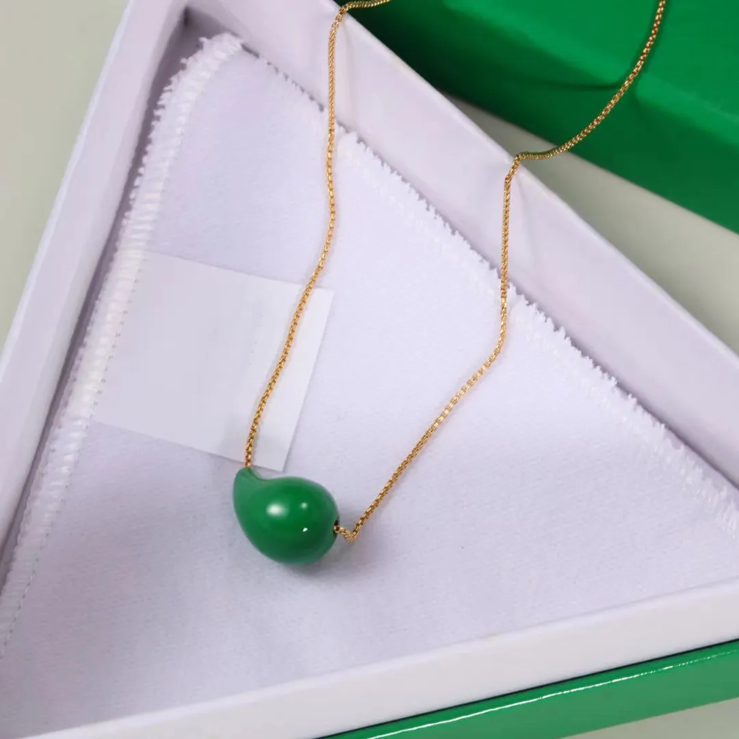Chains Europe America Green Acrylic Gold Chain Water Drop Necklace Woman Famous Designer Brands Jewelry Gifts Trendy_voghion.com