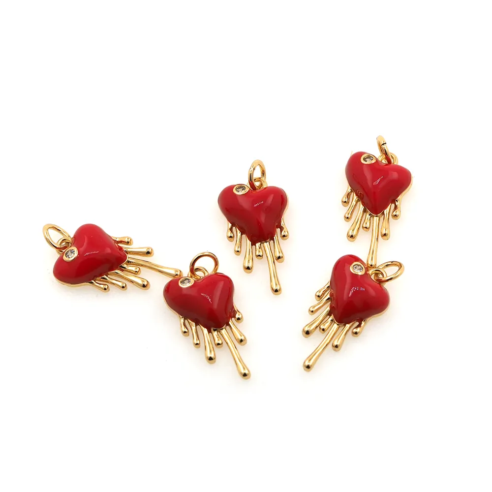 Pendentif cœur émaillé charm pour collier plaqué or_voghion.com