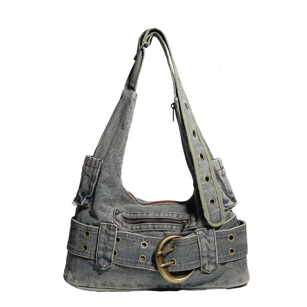 Bolsa de ombro feminina vintage jeans punk da moda, bolsa de mão grunge de rua Y2k, bolsa de mão retrô gótica casual para meninas, bolsas de axila_voghion.com