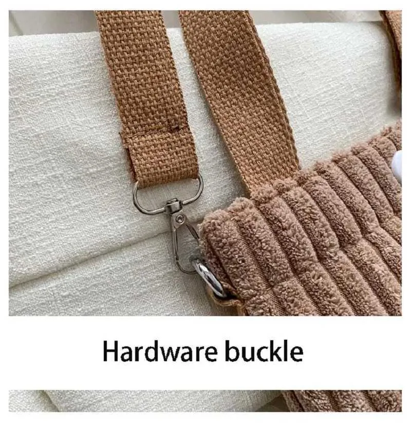 Mini Tote Donna Velluto a Coste Cerniera Primavera Estate Nuova Moda Borsa a Mano Borsa a Tracolla Singola Borsa a Tracolla Piccola 2024C241022_voghion.com