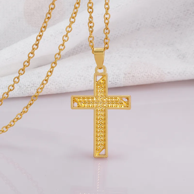 Classic Cross Pendant Necklace With Full Zircon For Men And Women_voghion.com