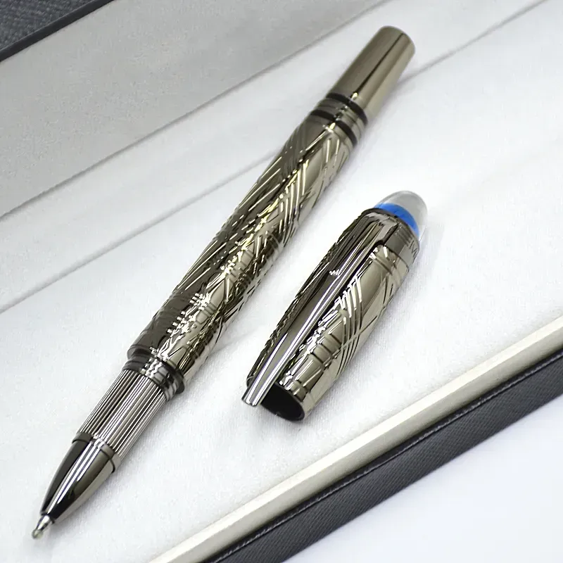 wholesale Wholesale Wholesale Luxury Monte Starwalk Blue Crystal Top Rollerball Pen Ballpoint Pen Metal Relief Barrel Office Writing Fountain Pens_voghion.com