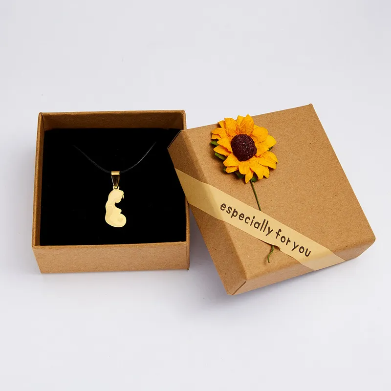 Pendant Necklaces Personality Mothers Day Stainless Steel Mom Necklace For Women Gift Gold Color Chain Baby Leather_voghion.com