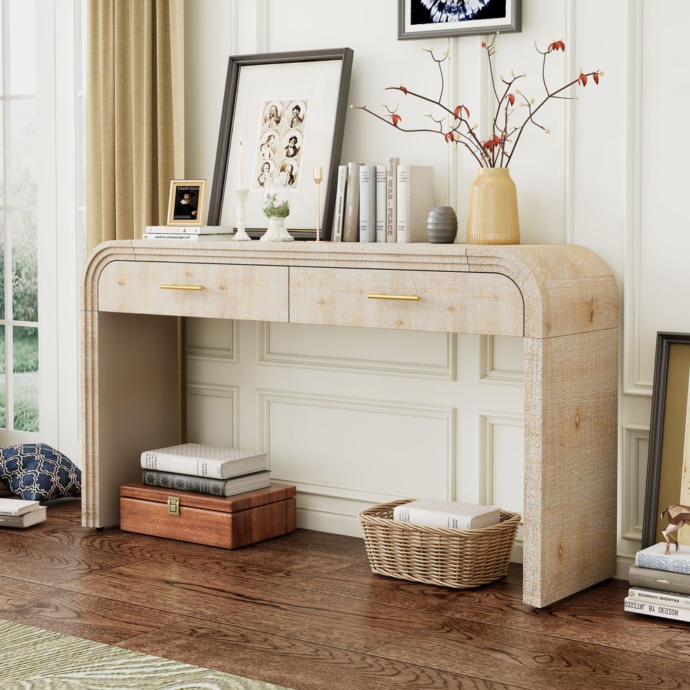 Unique Retro Silhouette Console Table With Open Style,Two Top Drawers For Entrance,Dinning Room,Living Room_voghion.com